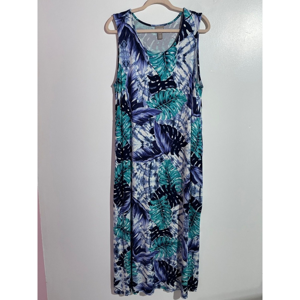 Chicos floral maxi dress 3, side slit vacation